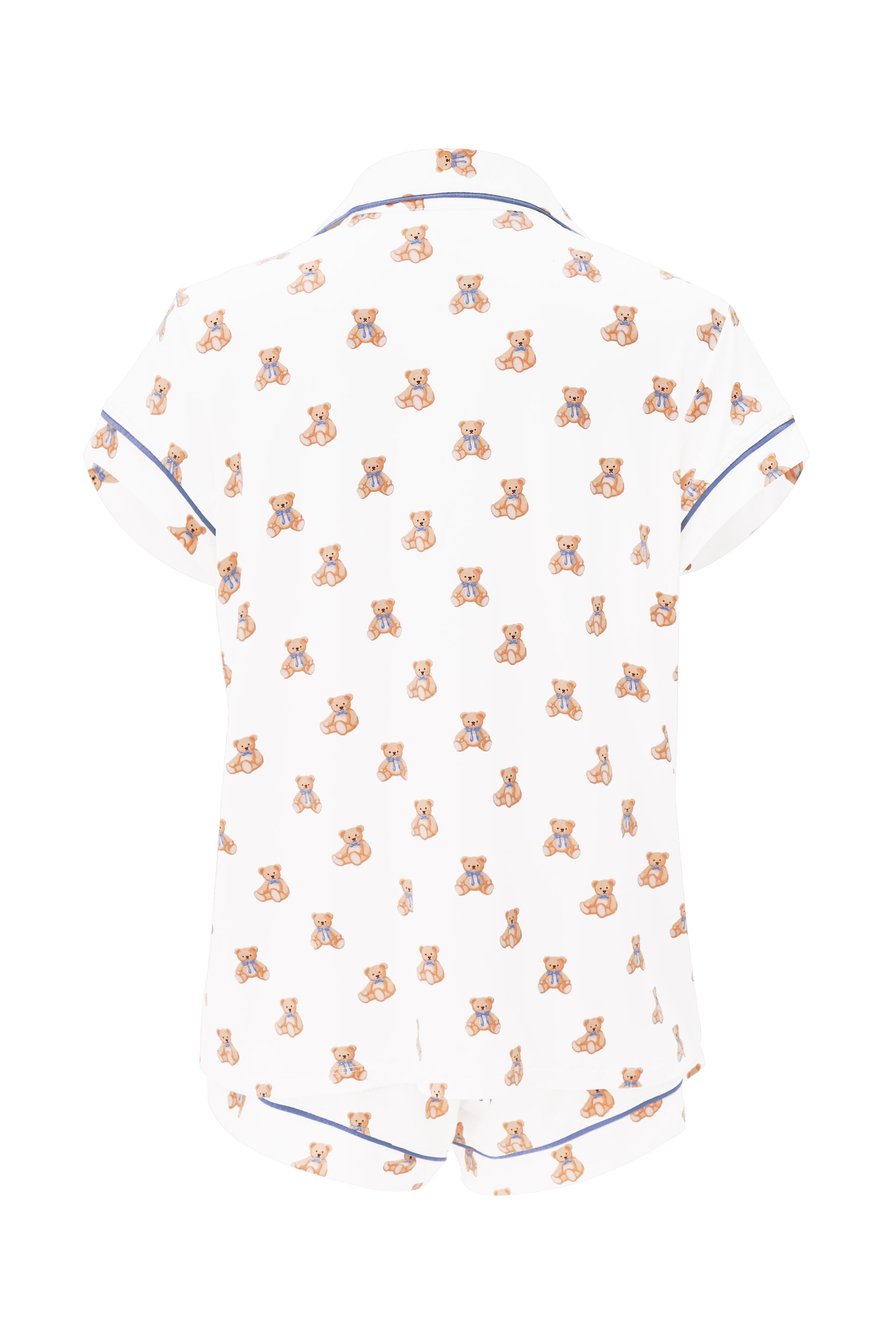 Flat lay of back of Women's Short Sleeve Pajama Set in Teddy Bear