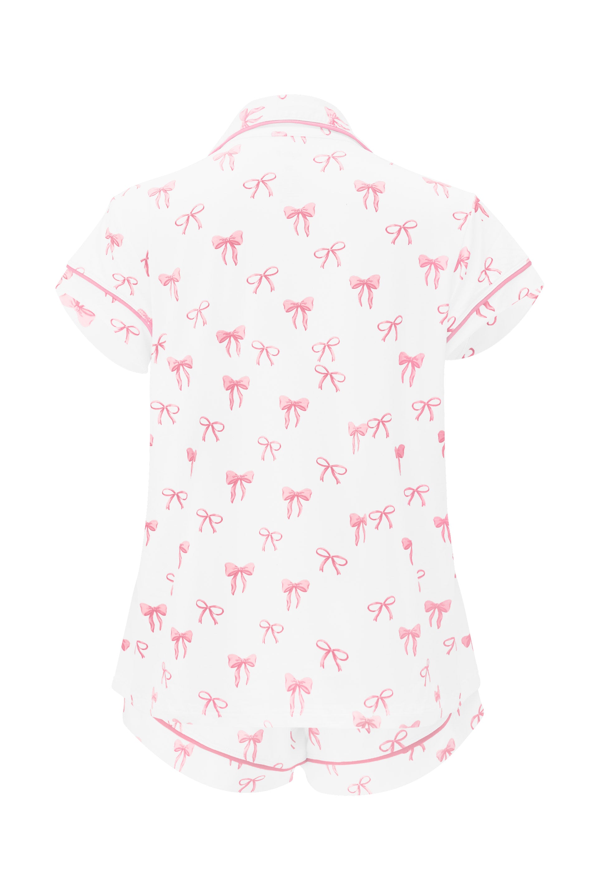 Back of Women’s Short Sleeve Pajama Set in Bow