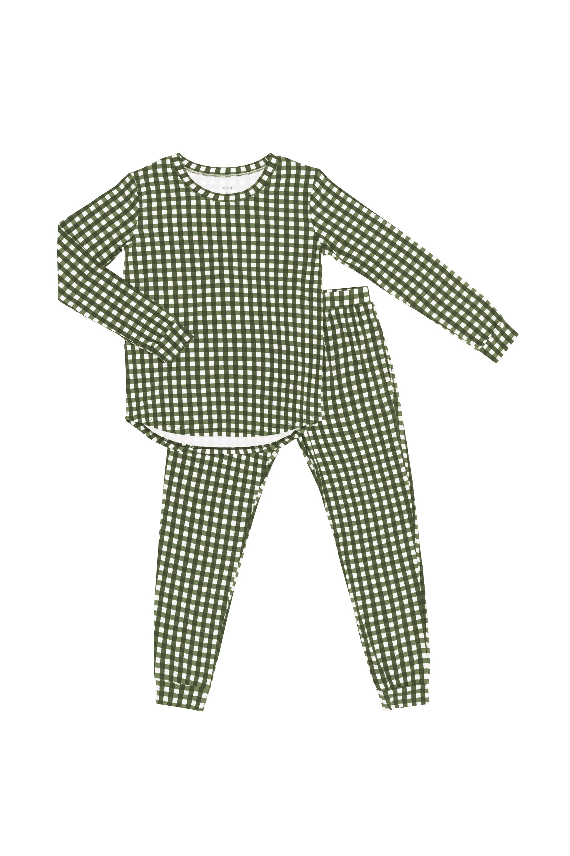 Product photo of the Kyte Women's Jogger Pajama Set in Gingham Fir