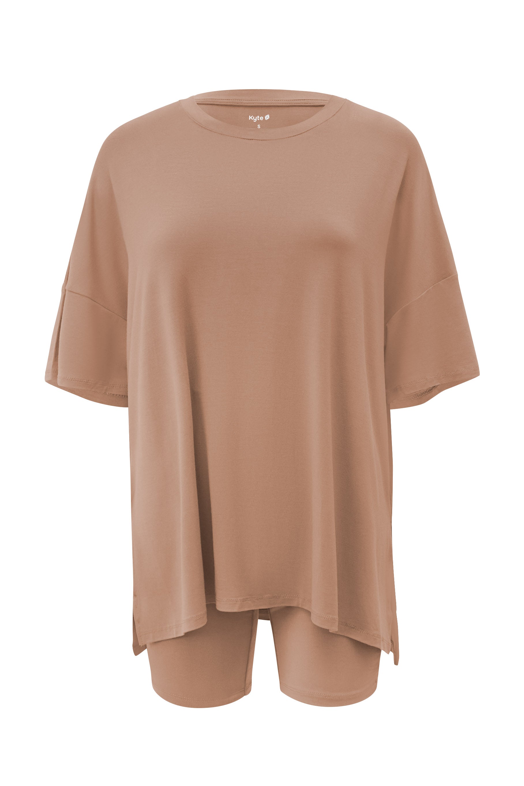 Front of Women’s Biker Short Set in Latte