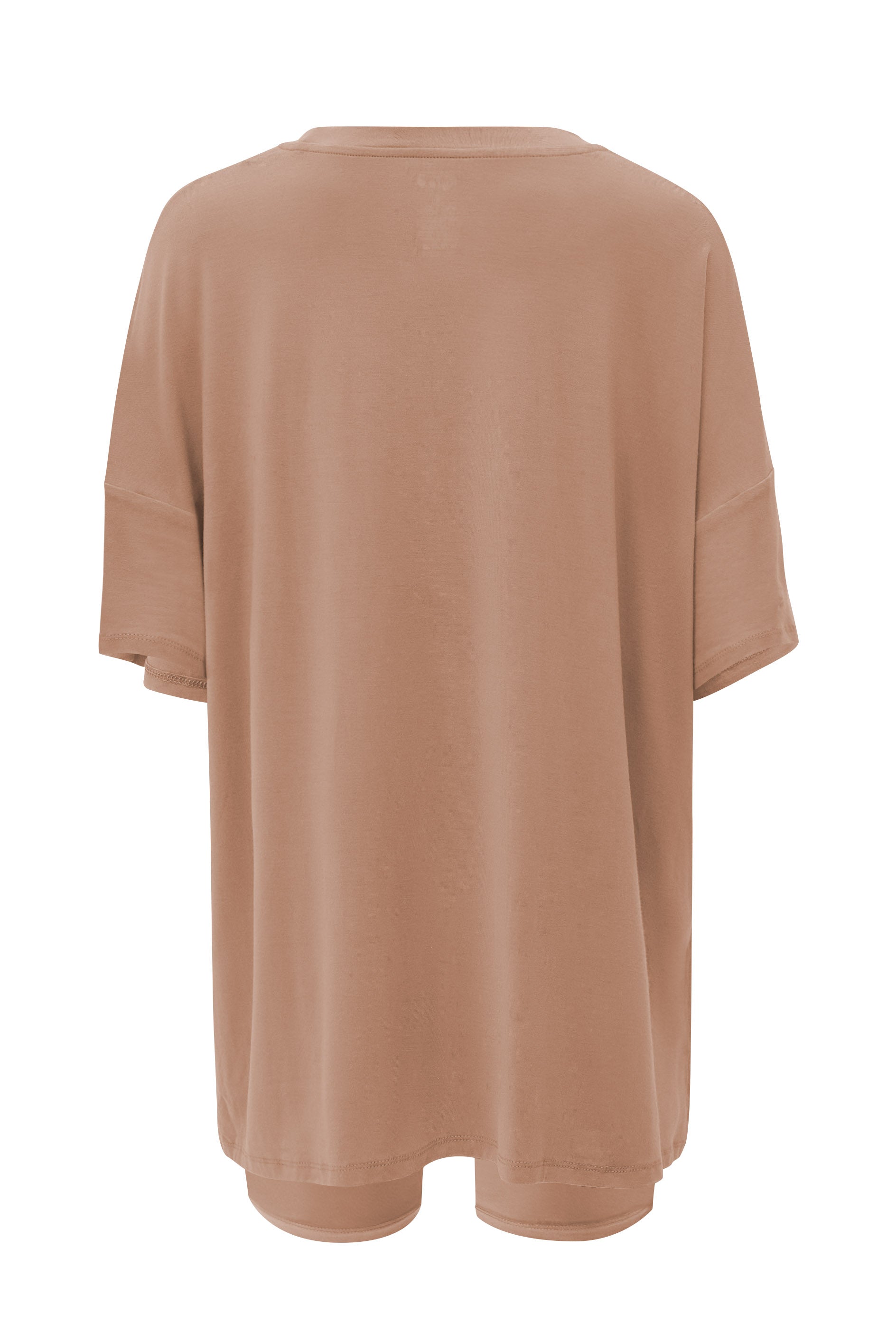 Back of Women’s Biker Short Set in Latte