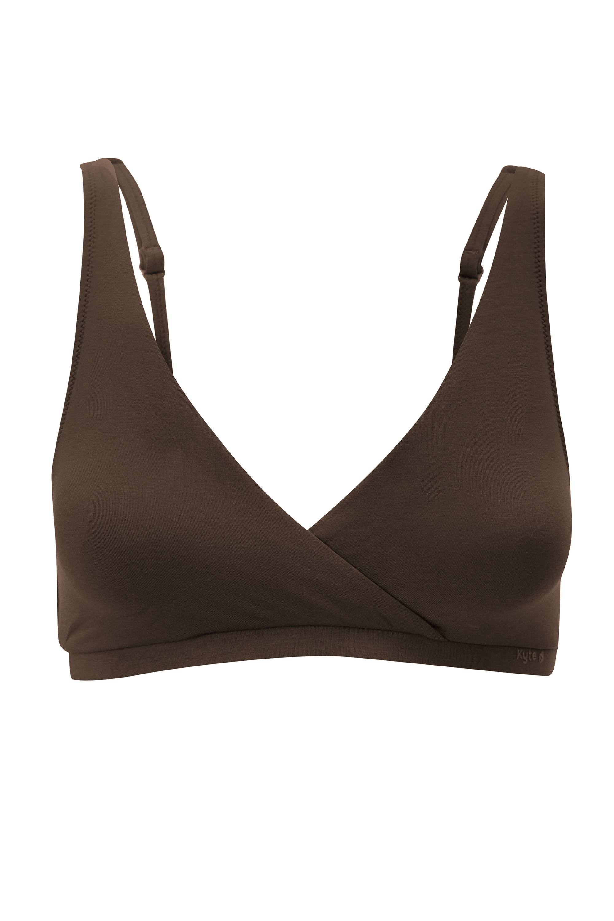 front view of Women's Cross Front Bralette in Toffee
