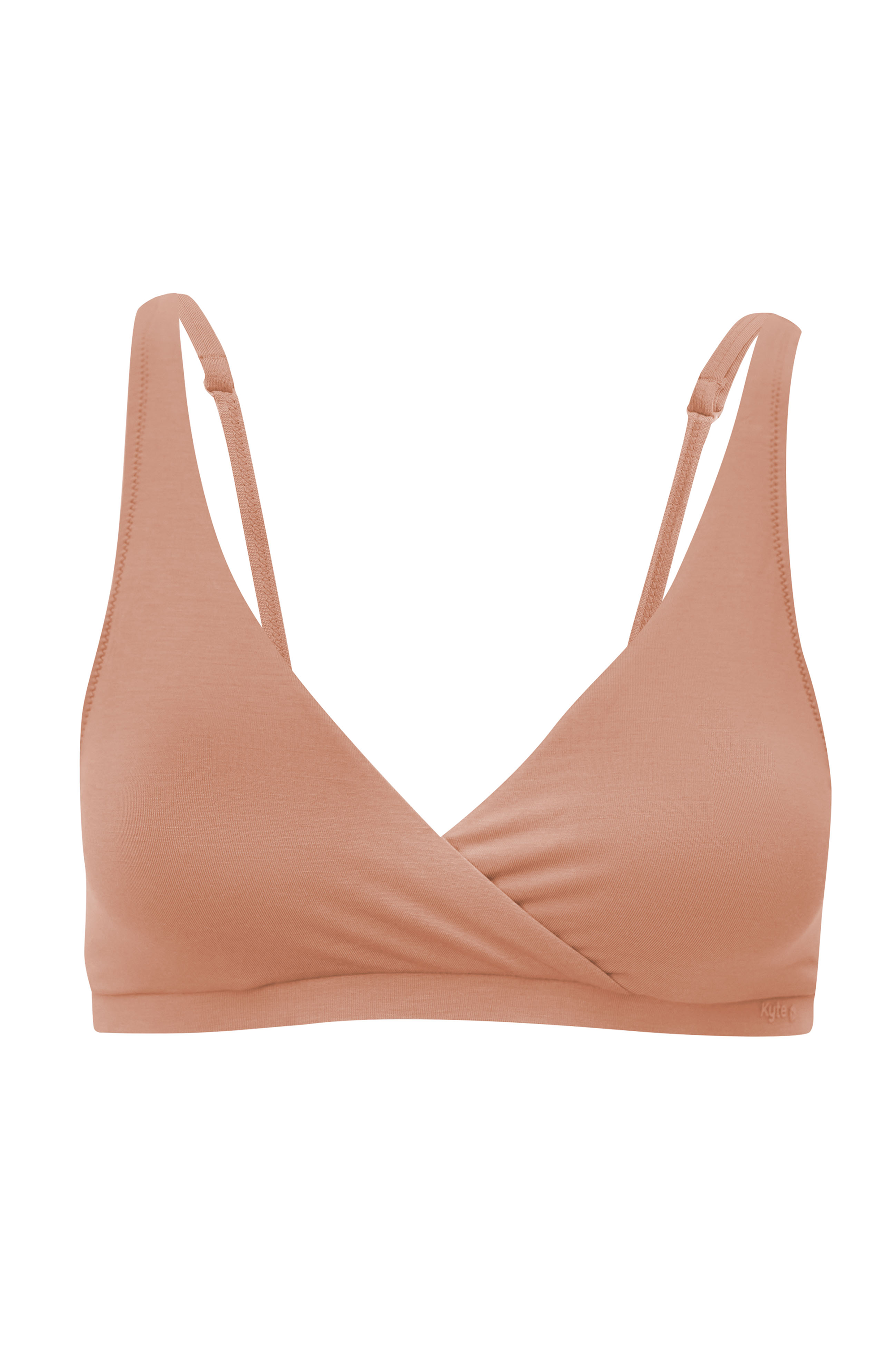 front view of Women's Cross Front Bralette in Latte
