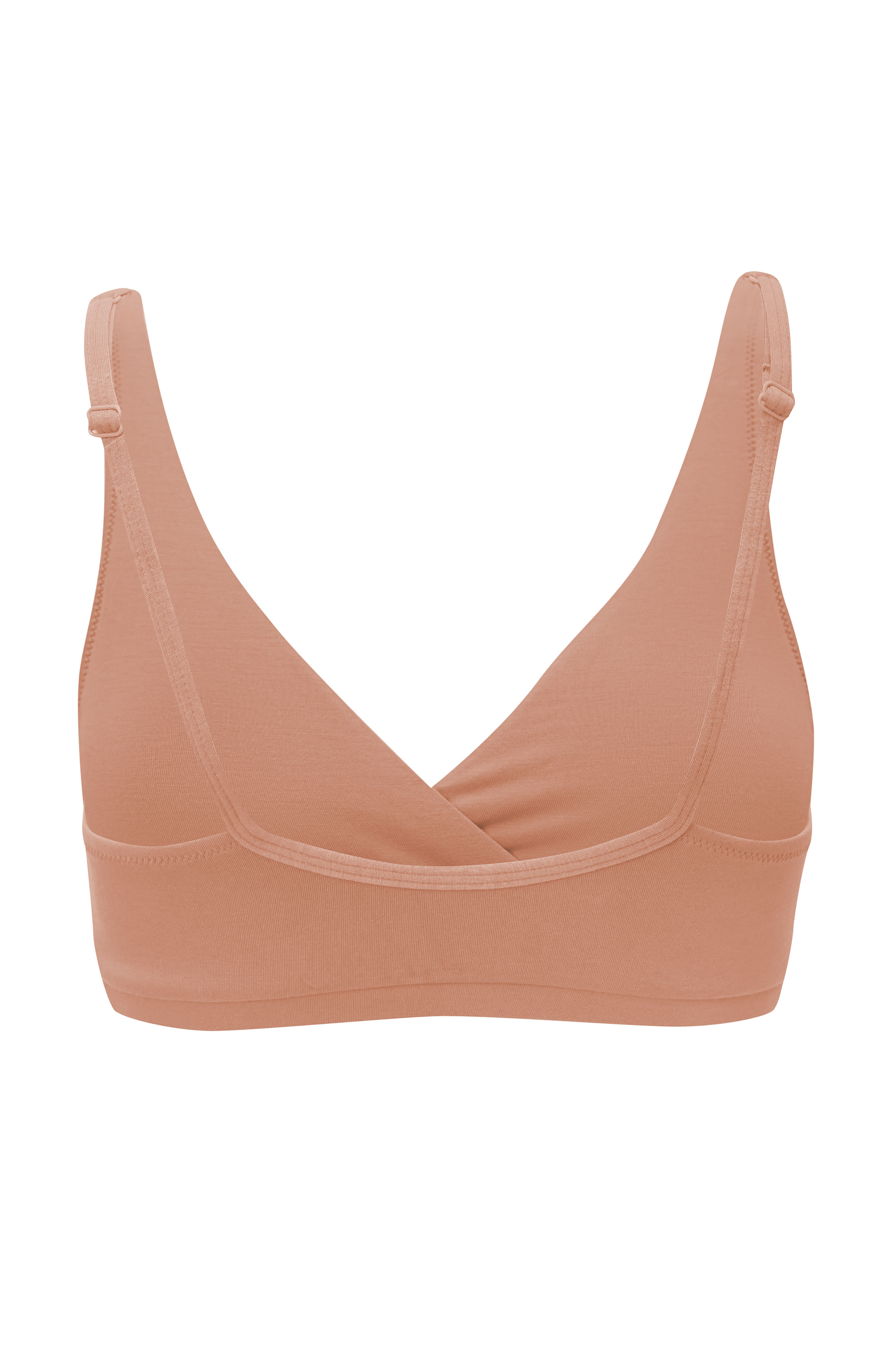 back view of Women's Cross Front Bralette in Latte