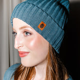 Chunky Knit Ribbed Beanie in Atlantic