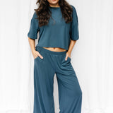 Bamboo Women’s Wide Leg Pant Set in Atlantic