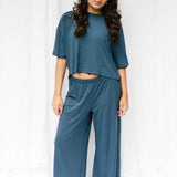 Bamboo Women’s Wide Leg Pant Set in Atlantic
