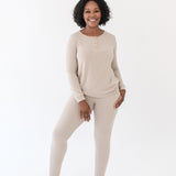 Women’s Ribbed Henley Set in Bisque