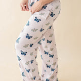 Side view of a model wearing the Women's Lounge Pants in Blush Butterfly