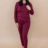 Bamboo Women's Jogger Pajama Set in Burgundy