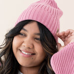 Kyte Baby's Chunky Knit Adult Ribbed Beanie in Apple Blossom