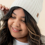 Kyte Baby's Chunky Knit Adult Ribbed Beanie in Oat