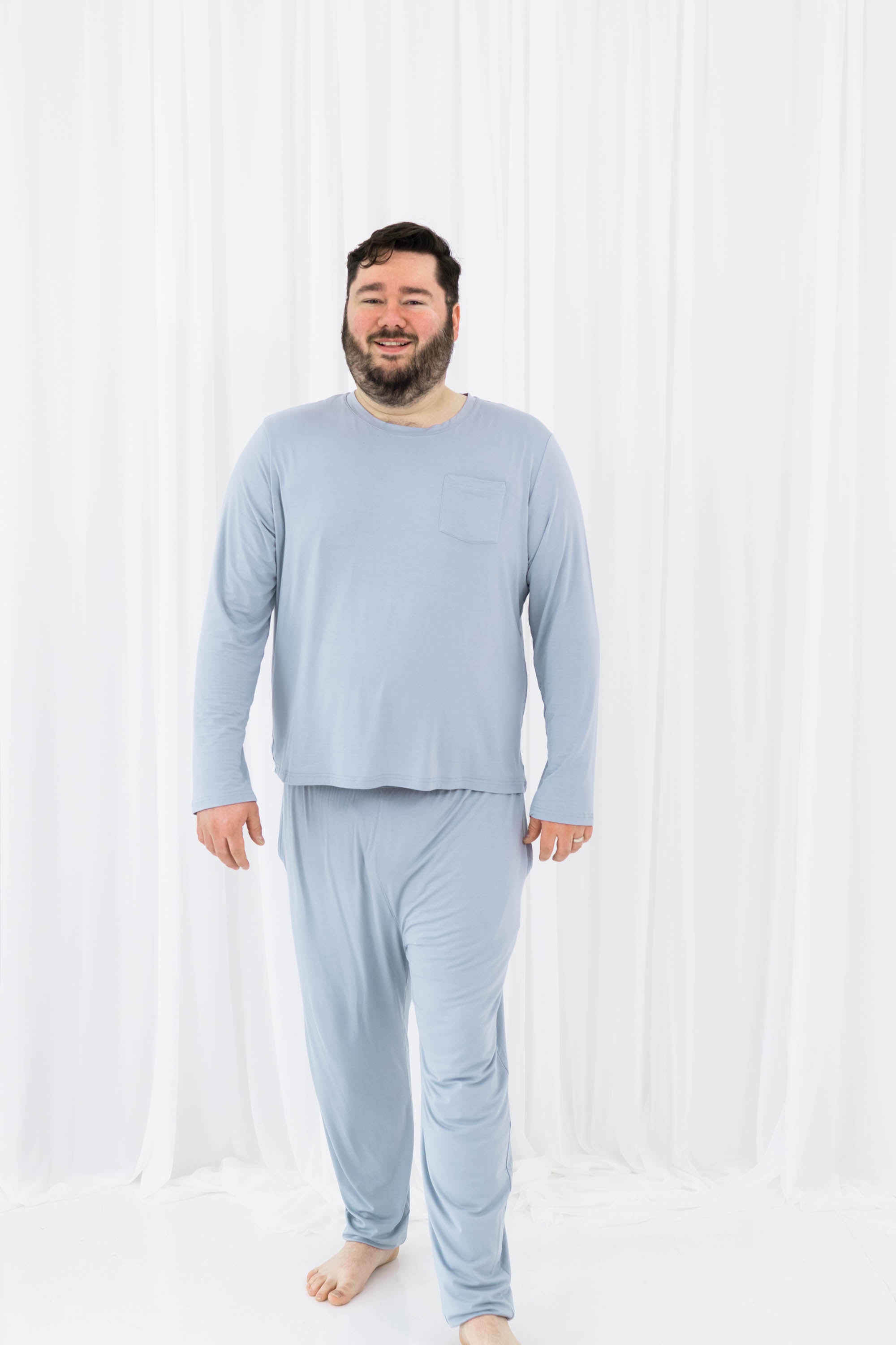 Model wearing the Men's Jogger Set in Fog