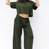 Bamboo Women’s Wide Leg Pant Set in Fir