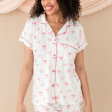 Woman modeling Women’s Short Sleeve Pajama Set in Bow