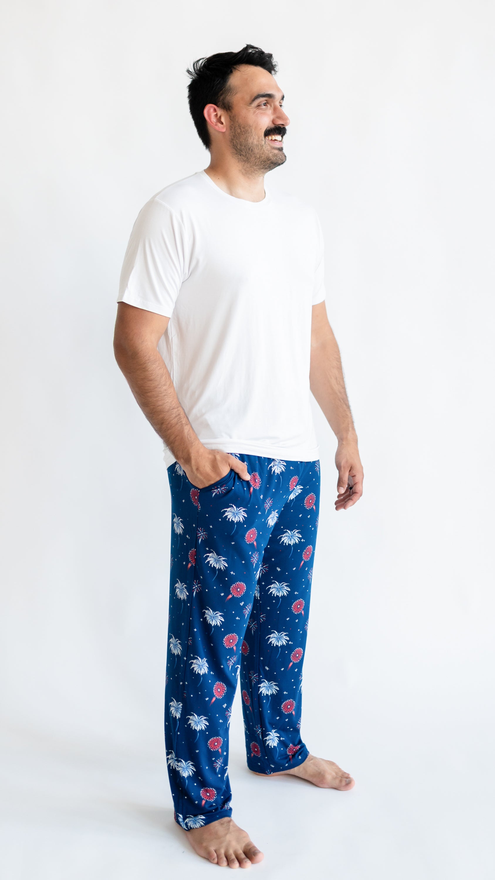 Man modeling Men's Lounge Pants in Celebration
