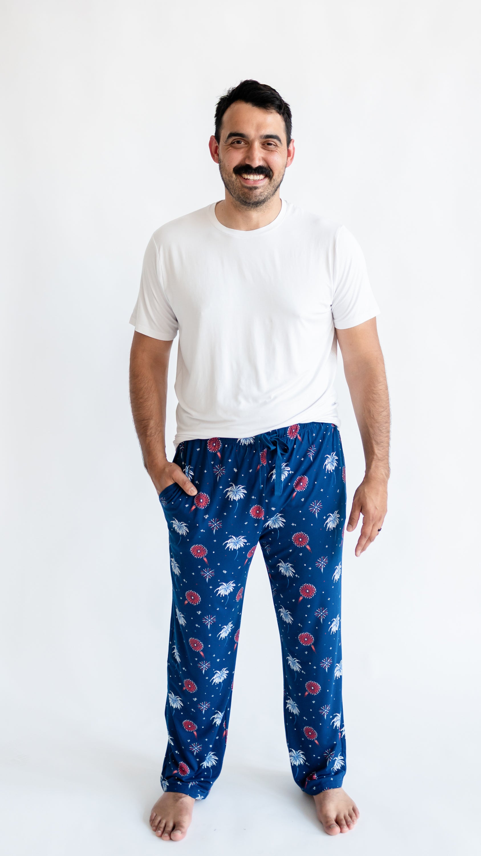 Man modeling Men's Lounge Pants in Celebration