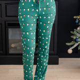 Women's Lounge Pants in Merry and Bright shown on a female model