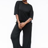 Bamboo Women’s Wide Leg Pant Set in Midnight