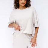 Bamboo Women’s Wide Leg Pant Set in Oat