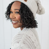 Cable Knit Pom Beanie in Oat