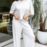 Bamboo Women’s Wide Leg Pant Set in Oat