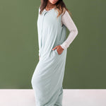 Woman wearing Adult Sleep Bag Walker in Sage green