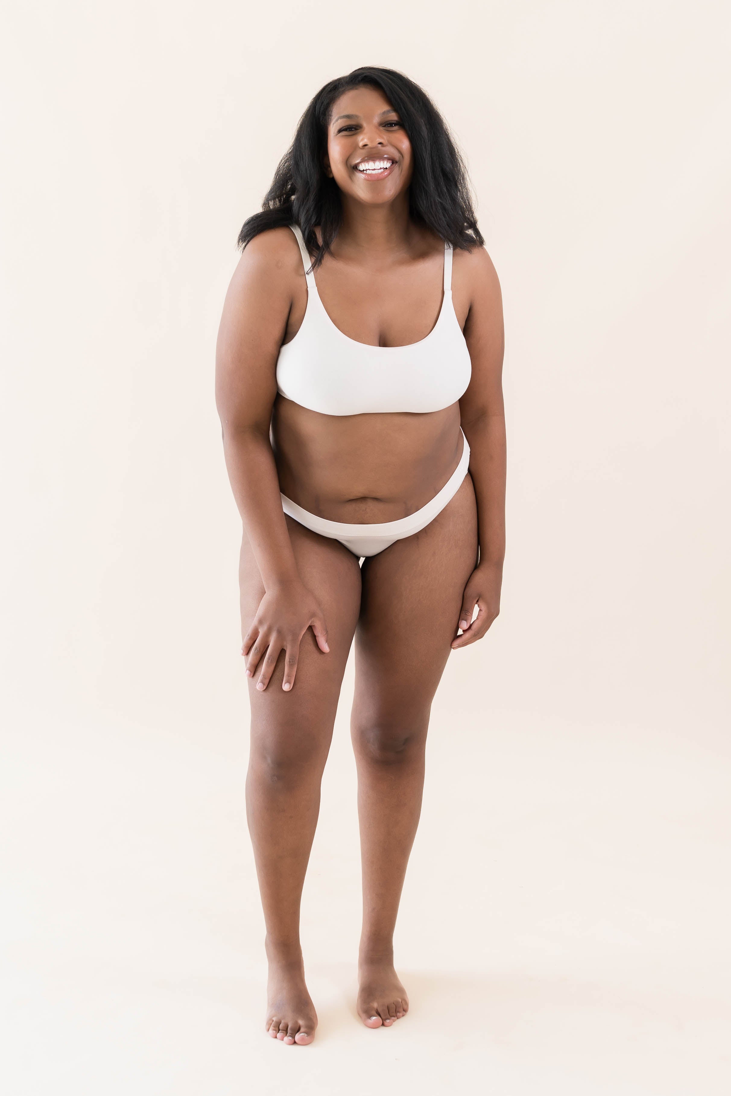 Model wearing Kyte Baby's Women's Scoop Neck Bralette in Blonde