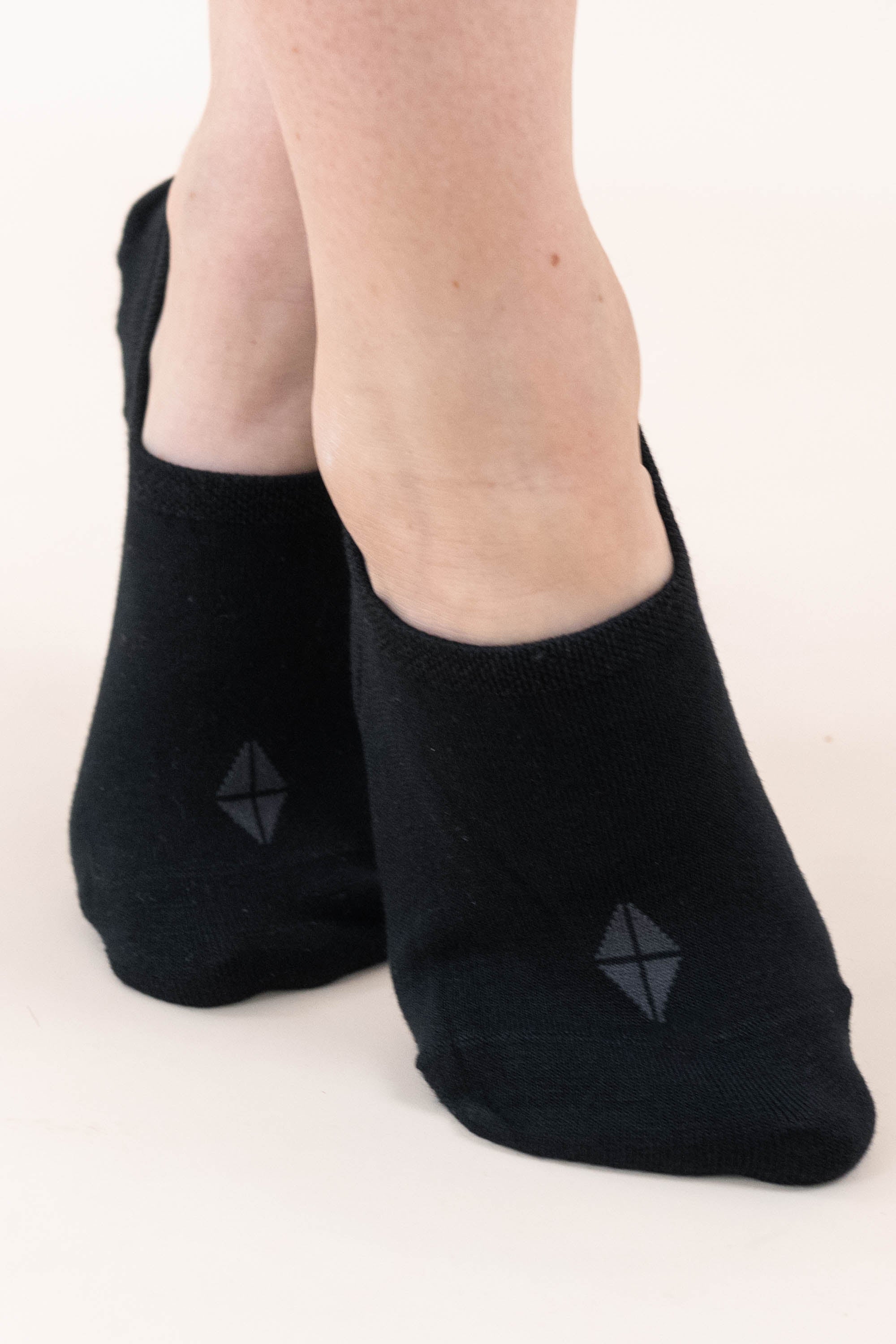 The Kyte Baby Logo on the toe of the Women's No Show Socks 3-Pack in Midnight