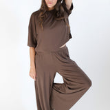 Bamboo Women’s Wide Leg Pant Set in Espresso