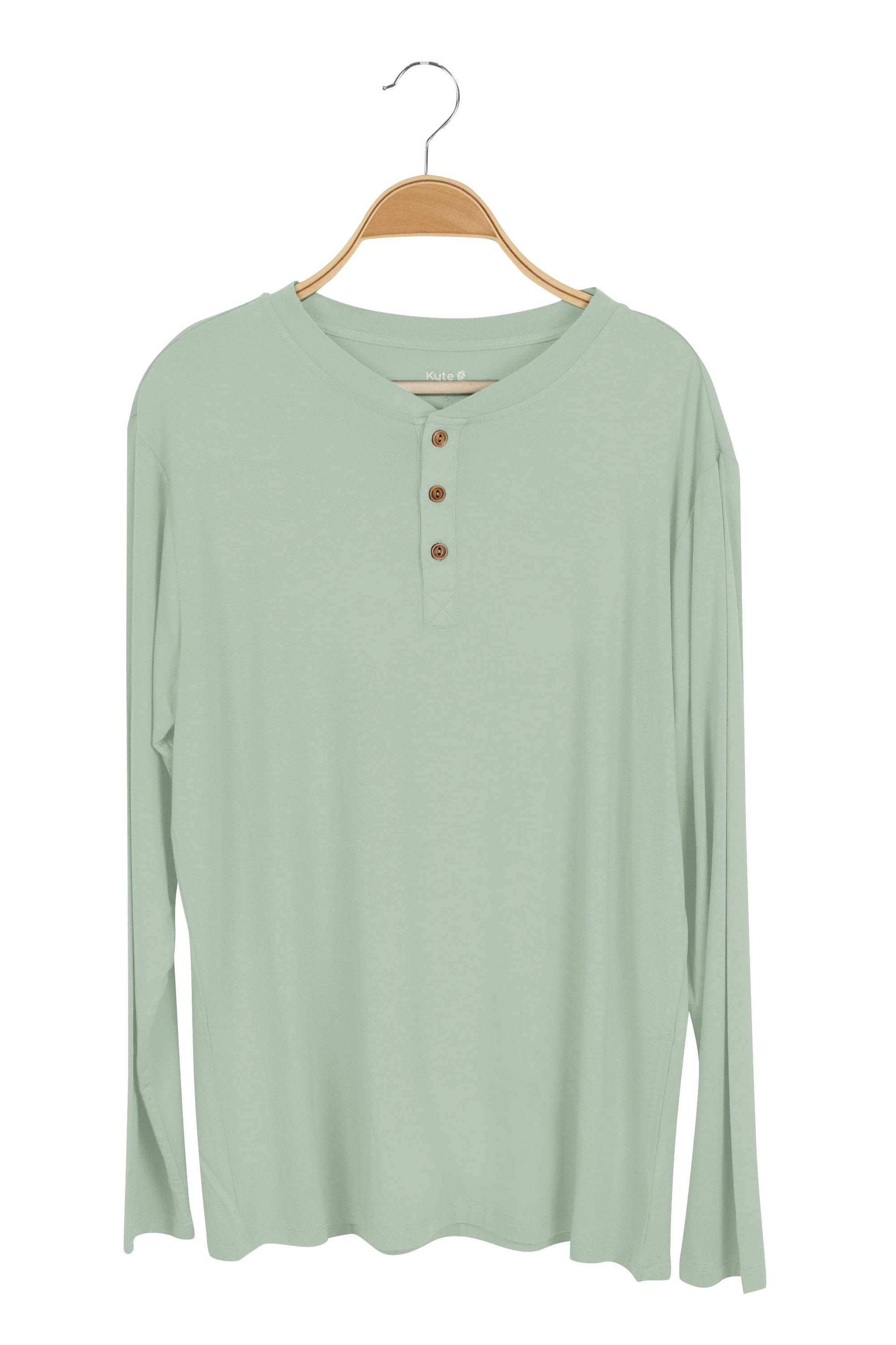 Kyte Baby's Men's Long Sleeve Henley Top in Thyme