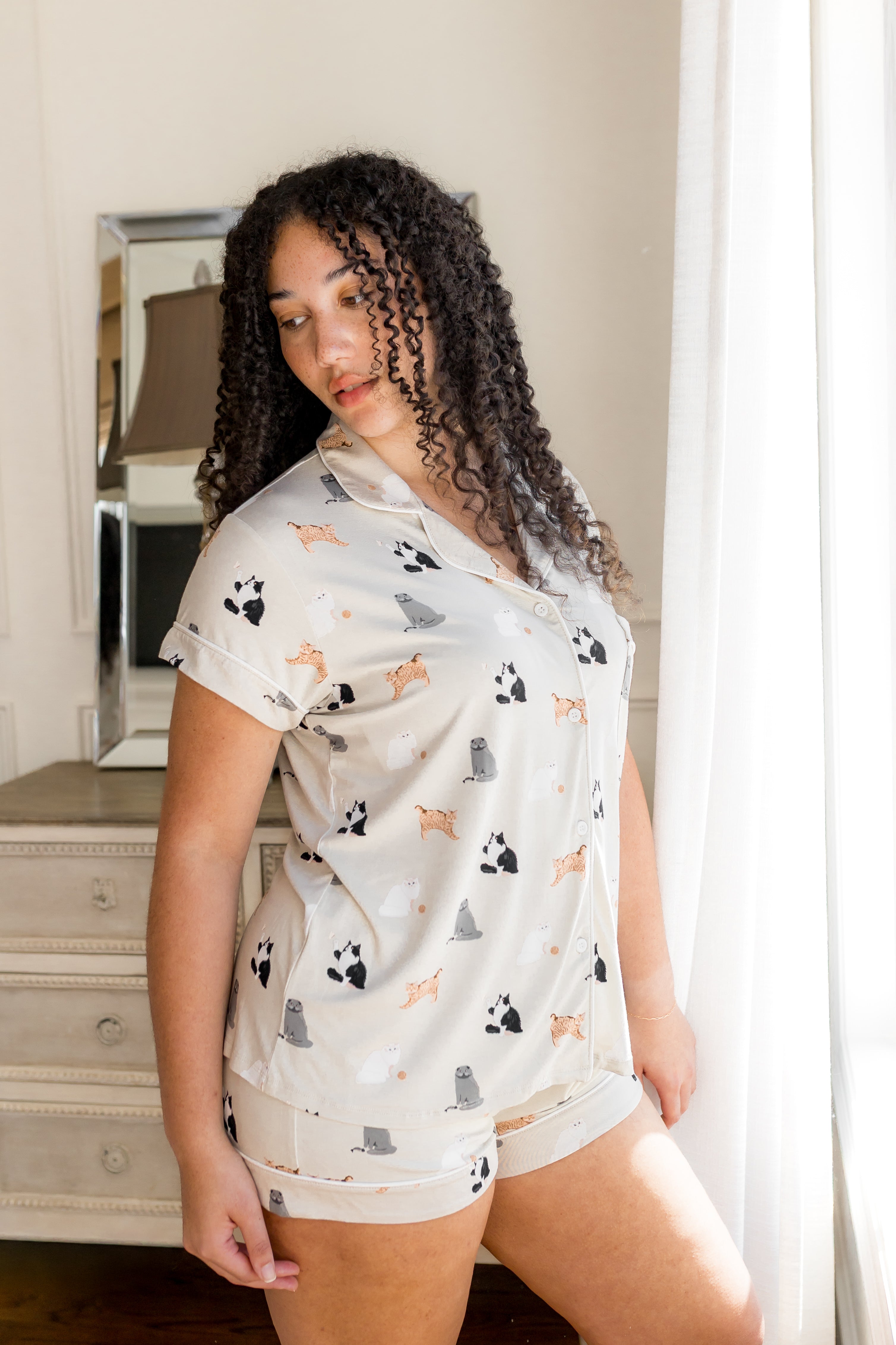Womens cat print pajamas and cat lounge pants
