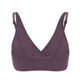 back of Women's Cross Front Bralette in Currant