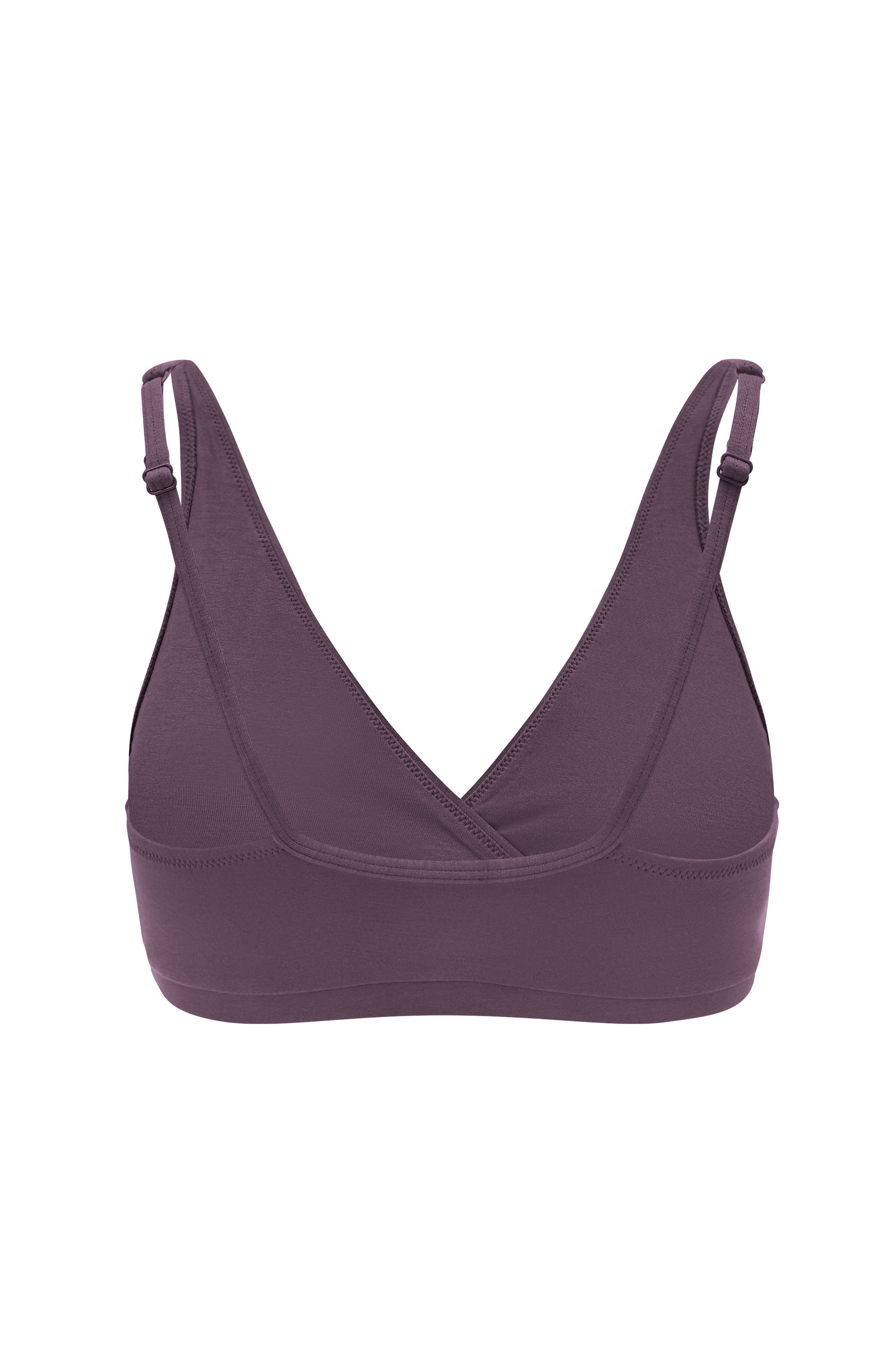 back of Women's Cross Front Bralette in Currant