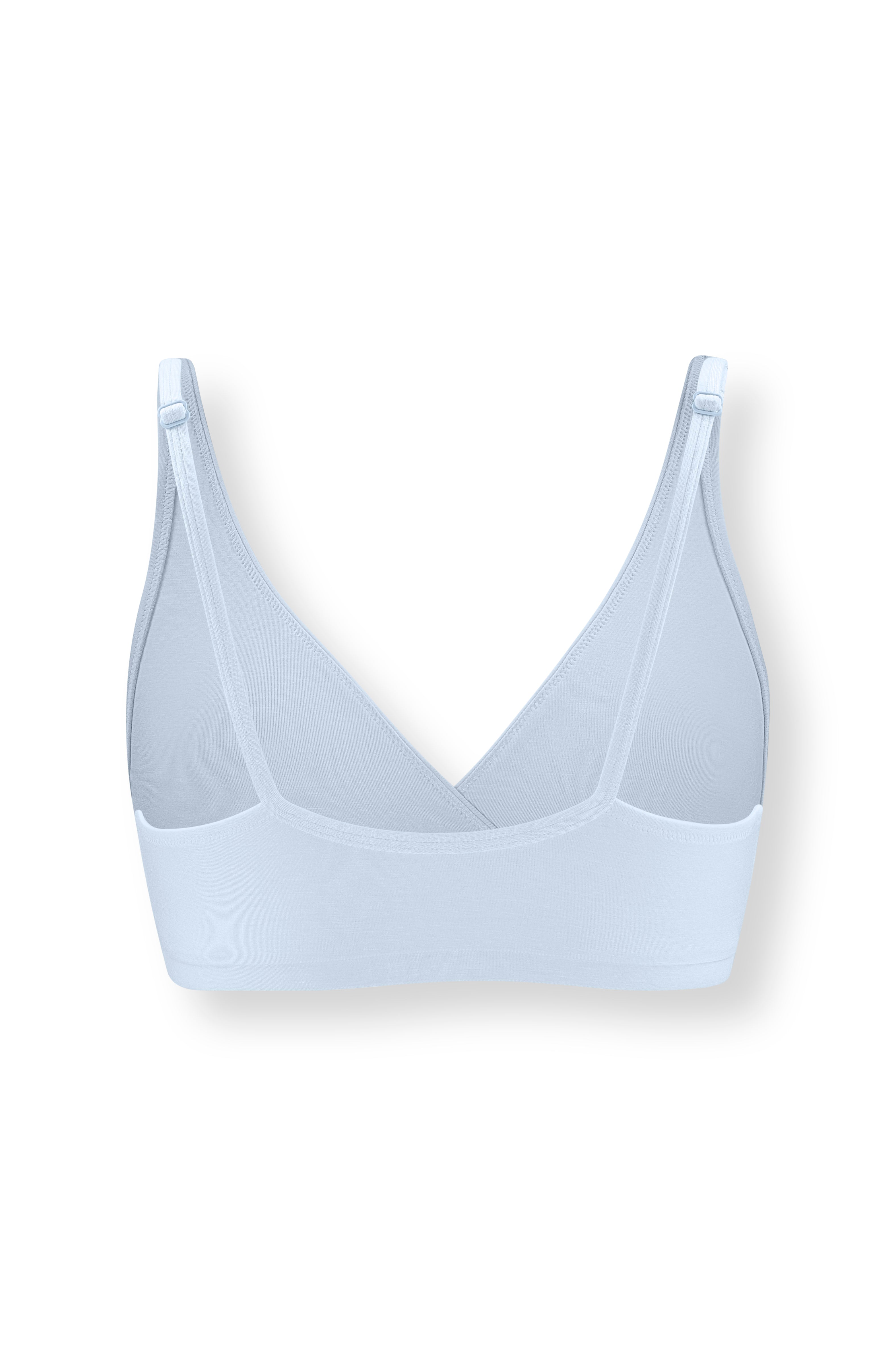 Back side of Women's Cross Front Bralette in Breeze on white background