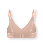 Back side of Women's V-Neck Bra in Chai on white background