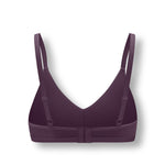Back side of Women's V-Neck Bra in Currant on white background