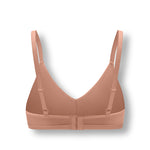 Back side of Women's V-Neck Bra in Latte on white background