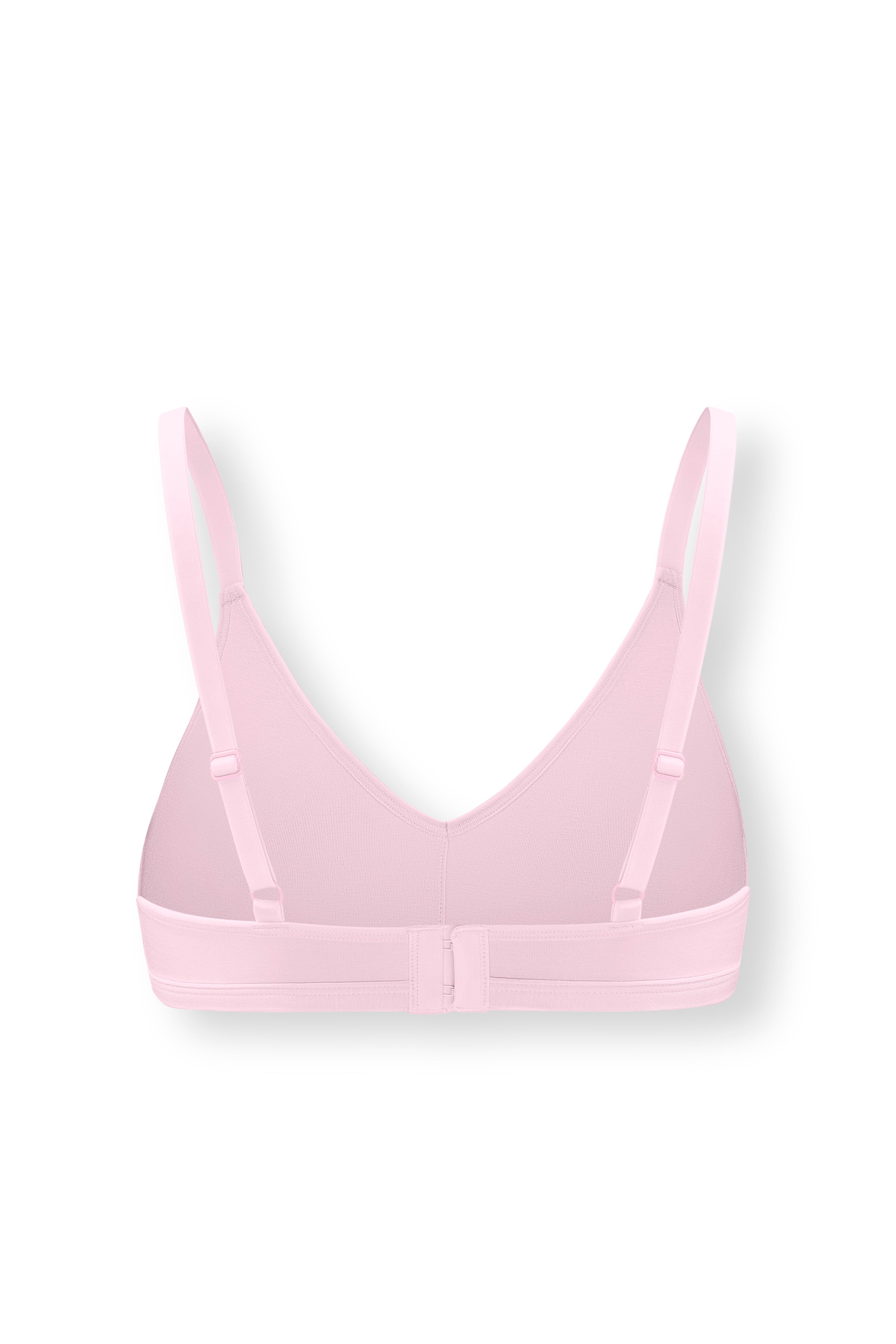 Back side of Women's V-Neck Bra in Peony on a white background