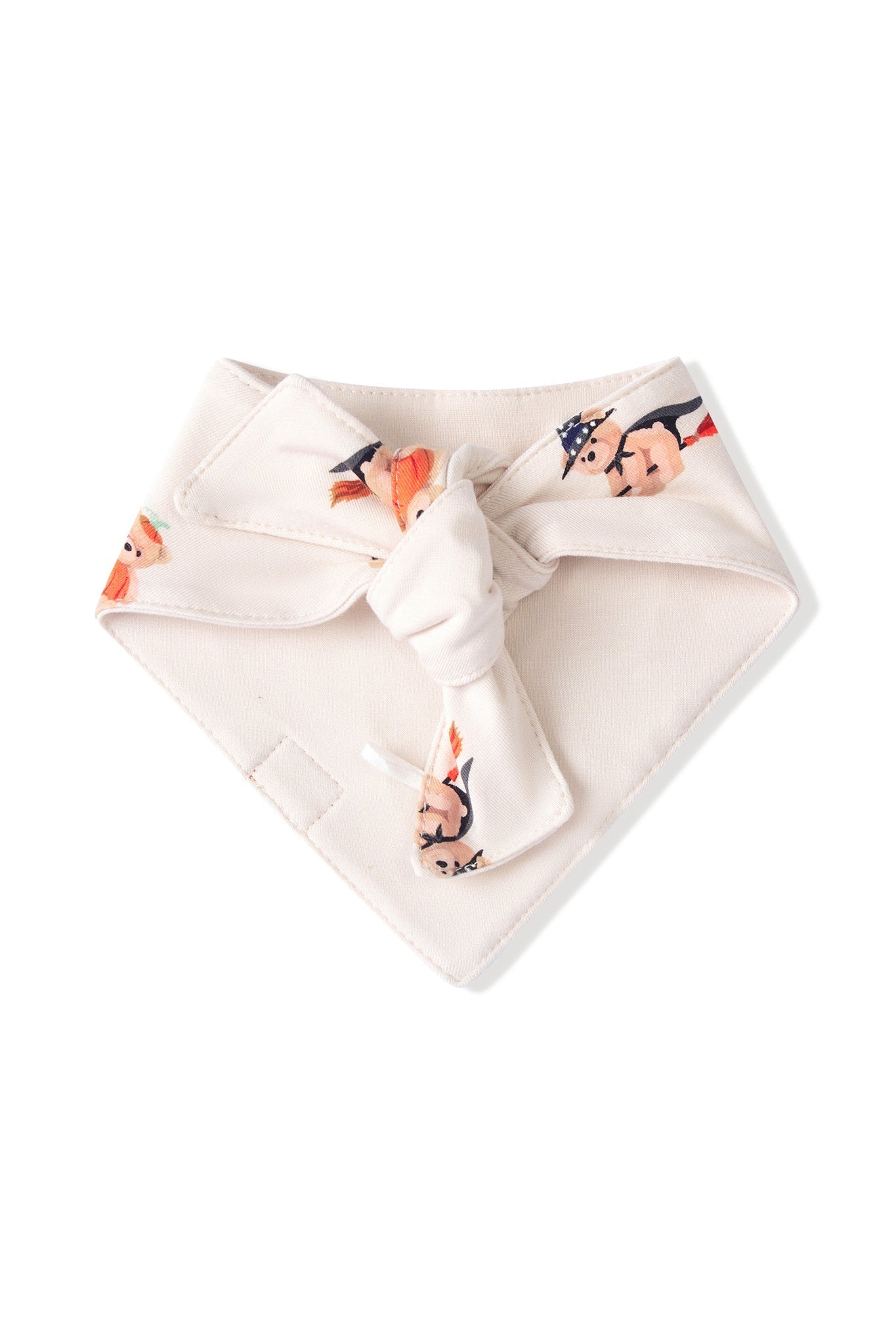 Back side of Beige Dog Bandana in Halloween Teddy print on a white background