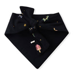 Back side of Black Dog Bandana in Hanukkah Nights print on a white background