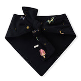 Back side of Black Dog Bandana in Hanukkah Nights print on a white background