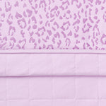 Front and back side of Adult Quilted Blanket in Thistle Leopard print