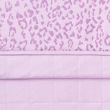 Front and back side of Adult Quilted Blanket in Thistle Leopard print