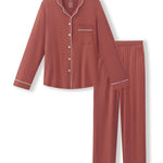 Long-Sleeved Women's Pajama Set in Ember on a white background