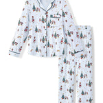 Long-Sleeved Women's Pajama Set in Mickey & Friends Christmas print on a white background