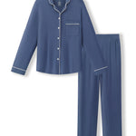 Long-Sleeved Women's Pajama Set in Oxford on a white background