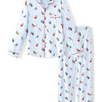 Men's Long Sleeve Pajama Set in Holiday Pups print on a white background