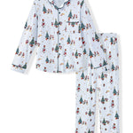 Men's Long Sleeve Pajama Set in Mickey & Friends Christmas print on a white background