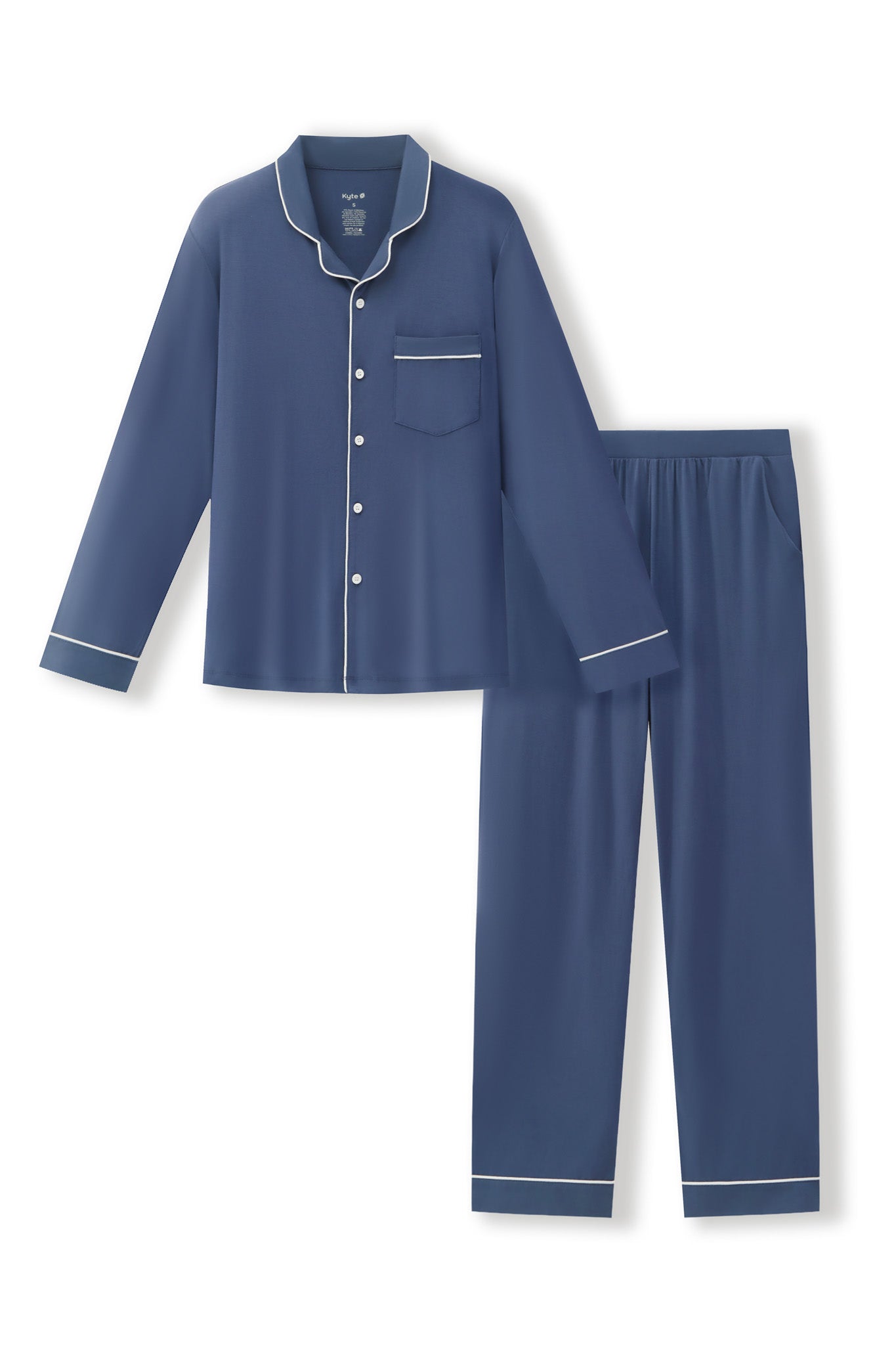 Men's Long Sleeve Pajama Set in Oxford on a white background